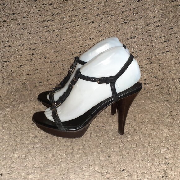 TOD'S-Black Suede T-Strap Strappy Studded Sandals-Sz 38.5/8-Excellent - Picture 2 of 8